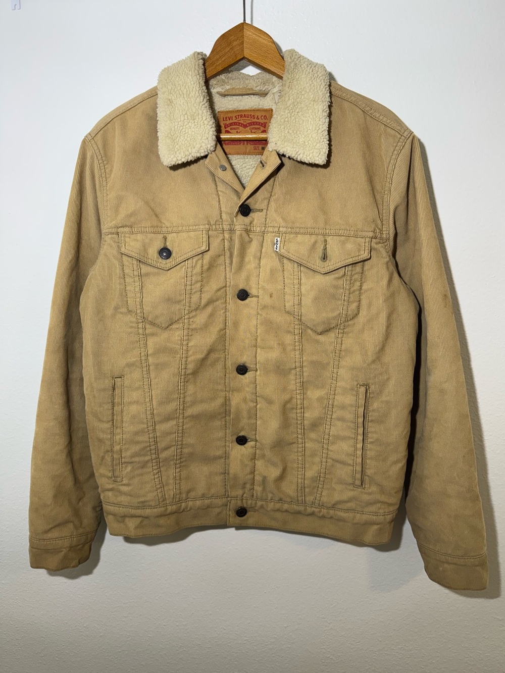 Levi's Tan Canvas Sherpa-Lined Trucker Jacket
